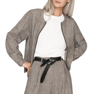 B New York curved hem zip up jacket